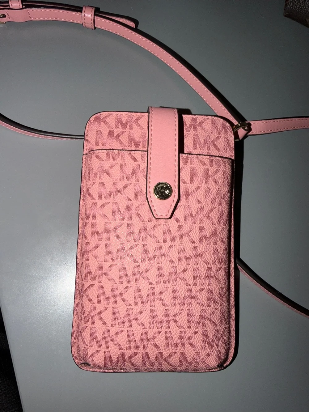 Michael Kors Pink MK Monogram Crossbody Phone Pouch